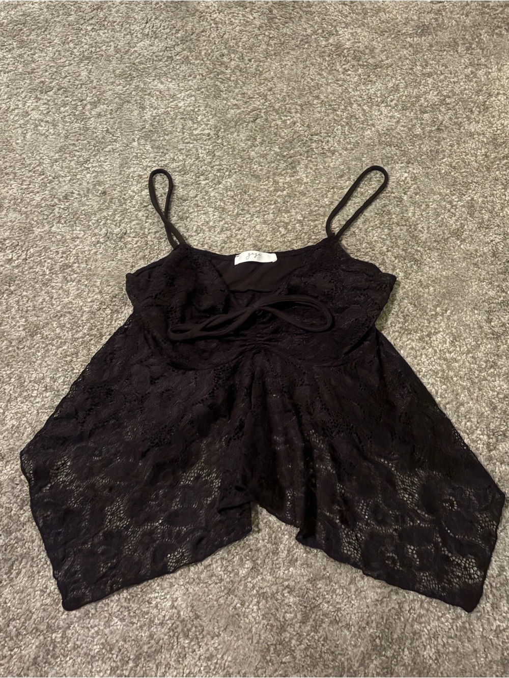 Black Lace Tie-Front Babydoll Cami